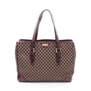 Celine Macadam Tote Bag Canvas Leather Brown